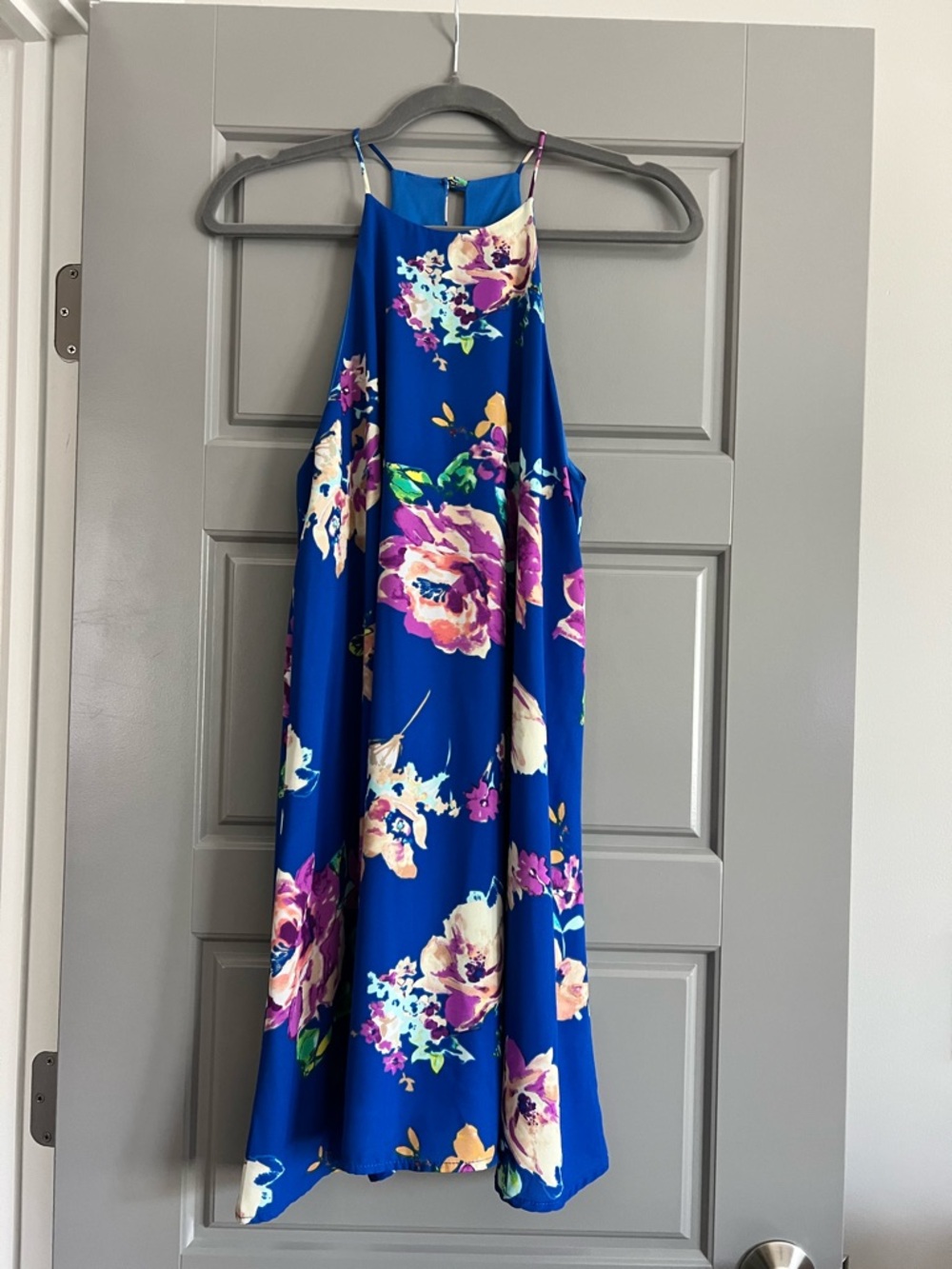 Womens Everly Royal Blue Floral Halter Dress